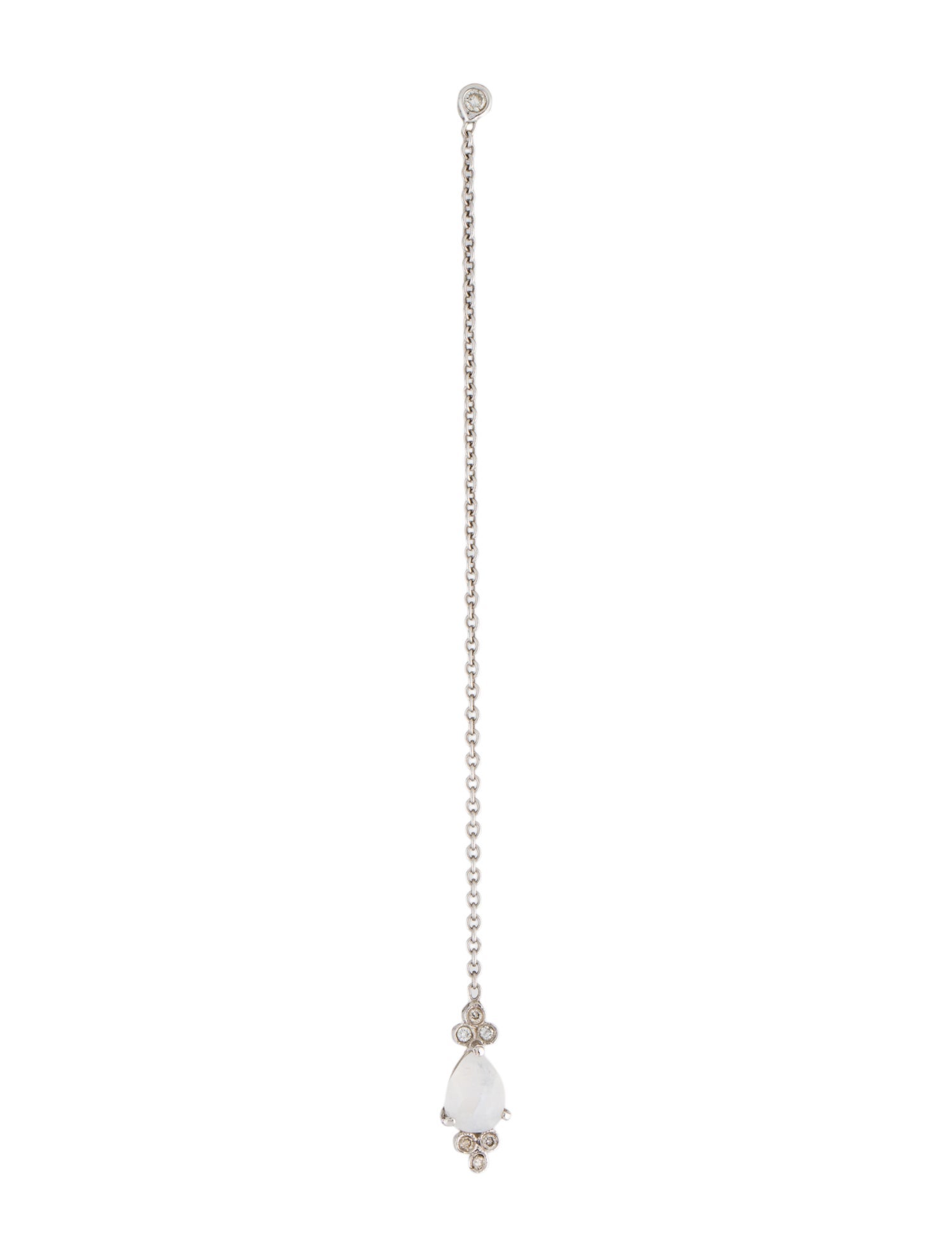 Earrings 14K Moonstone Labradorite & Diamond Single Drop Earring